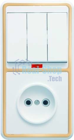 Блок Кунцево-Электро БКВР-212 Бэлла (3-кл. выкл. с инд. + розетка) зол.