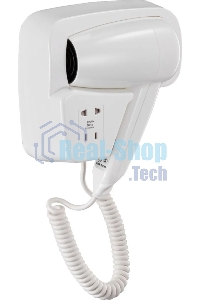 Фен Puff-1200B белый, 1200 Вт, с доп. розеткой