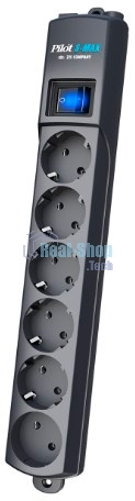 Сетевой фильтр Surge protector Pilot S Max (5 euros + 1GP), 15A/3.5kVA, automatic, 3 m, graphite