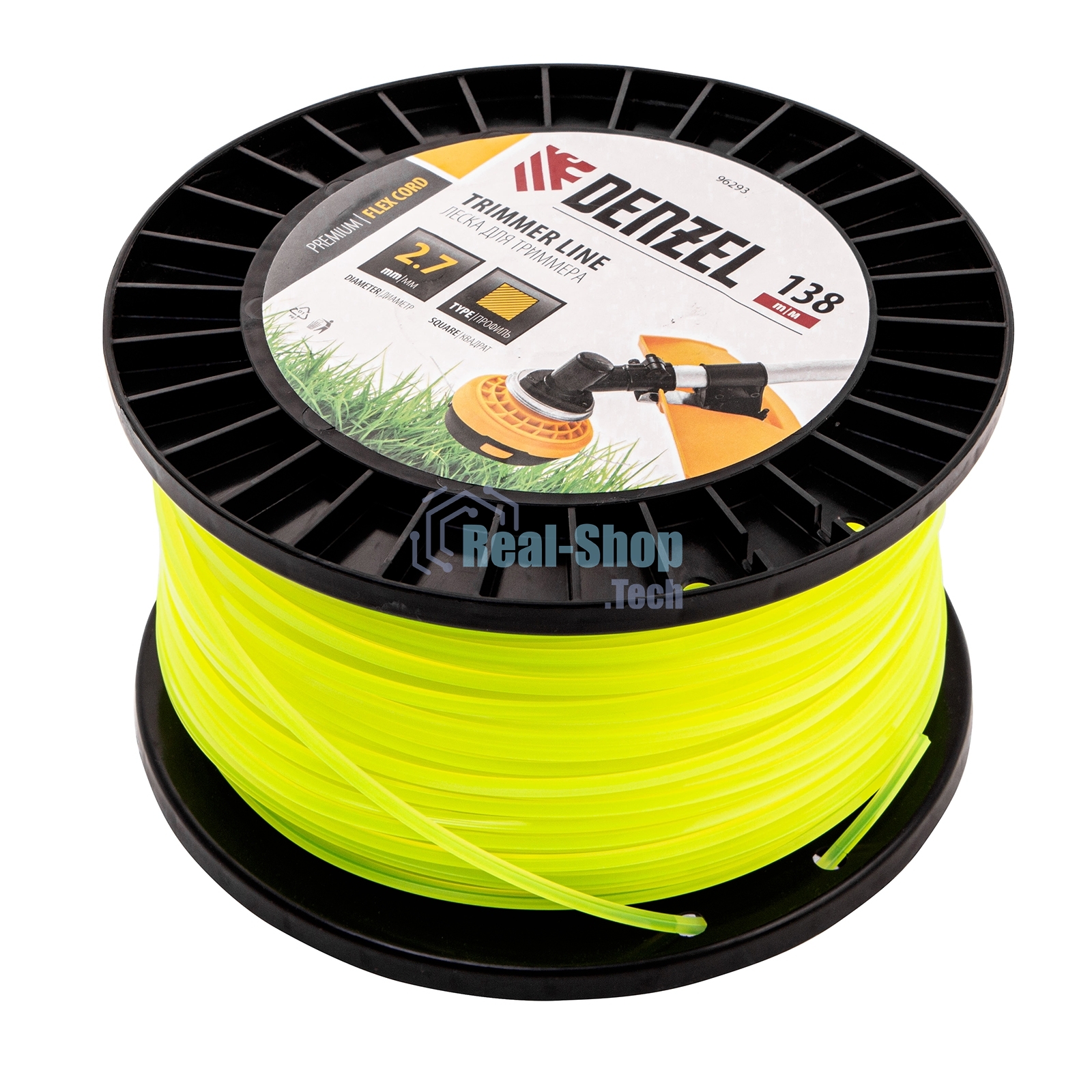 Леска для триммера Denzel квадрат, 2,7м х 138м, на DIN катушке FLEX CORD