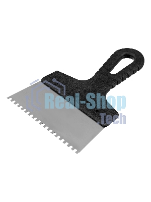 Шпатель из нержавеющей стали Сибртех 150 мм, зуб 4х4 мм, пластмассовая рукоятка