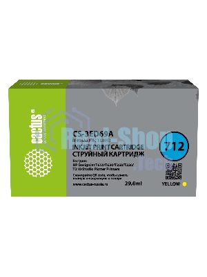 Картридж струйный Cactus CS-3ED69A 712 желтый (29 мл) для HP DJ T230/630