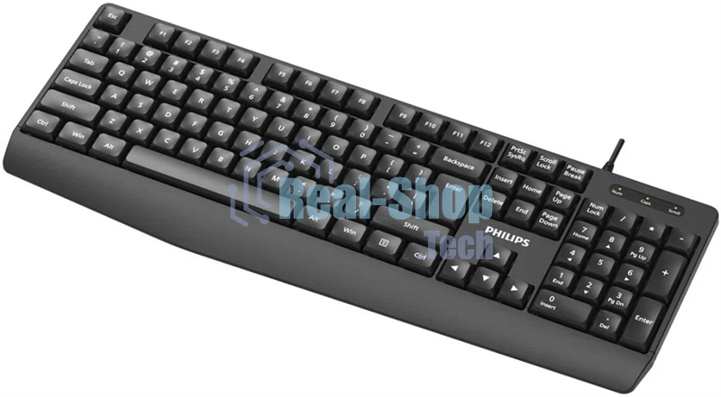 Проводная Клавиатура Philips SPK6237, USB 2.0 104 клав, высокие кн., русская заводская раскладка, черный