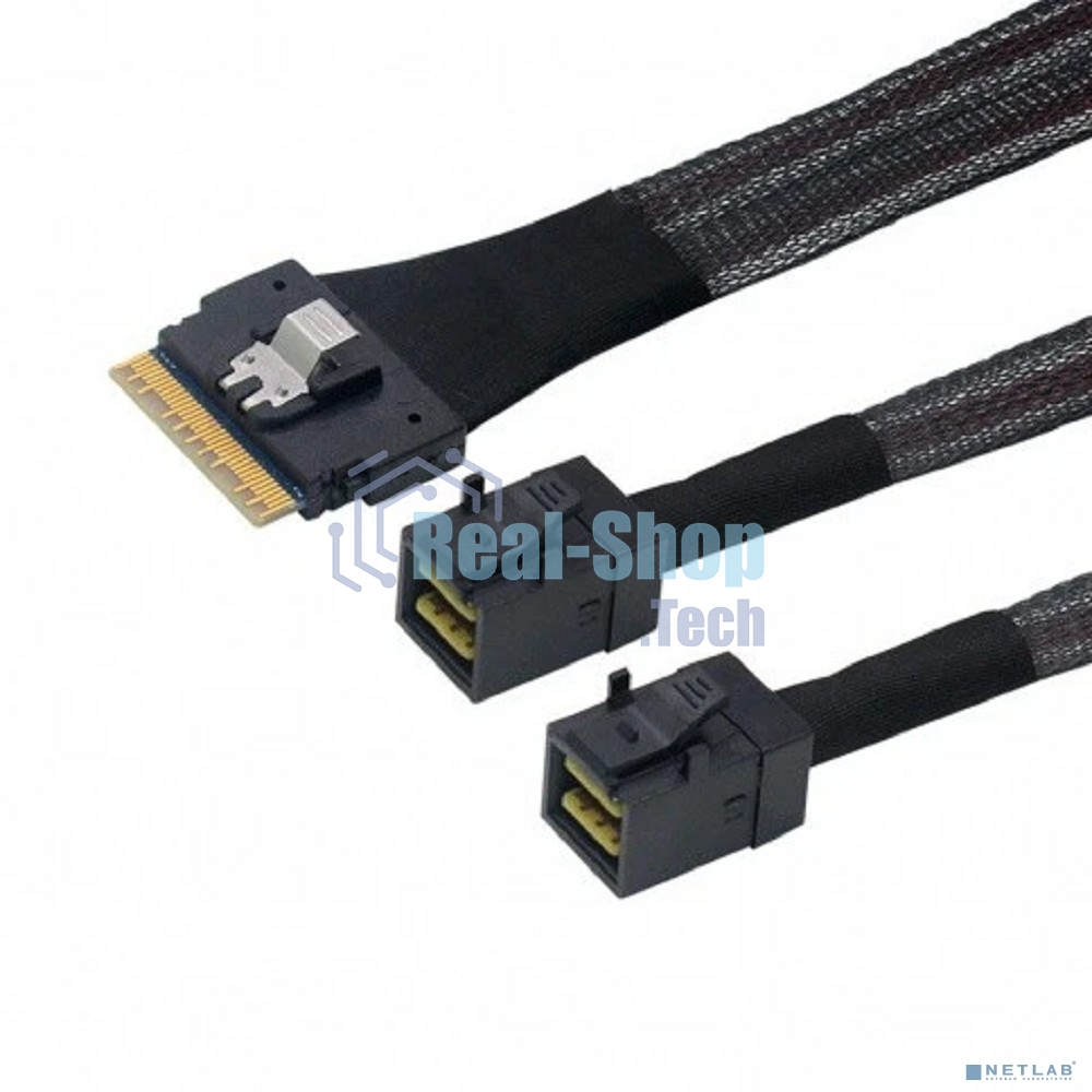 Кабель LR-Link SlimSAS x8 to 2 x miniSAS HD (SFF-8654 x8 - 2 x SFF-8643) Cable, 800мм