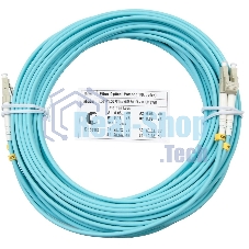 Патч-корд оптический Cabeus Tight Buffer FOP-50-LC-LC-20m Duplex LC/LC, OM3 50/125, LSZH, 20м, Ø 3мм, серый хвостовик, цвет: аква