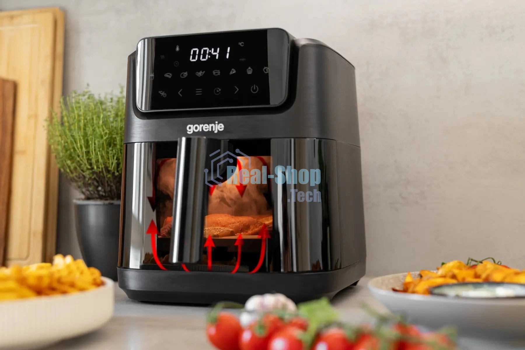 Аэрогриль Gorenje AF1800DHB черный, 1800 Вт, 6.3 л, сенсор, 8 программ