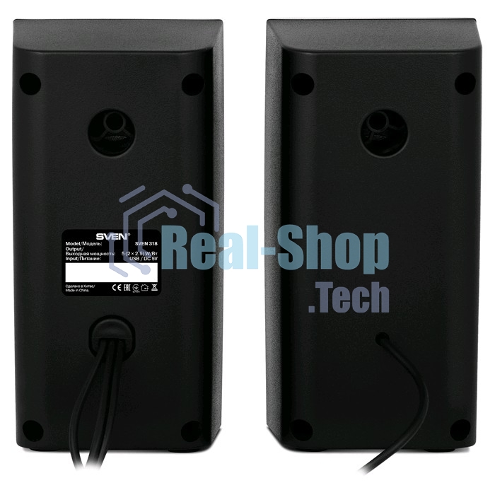 Колонки Sven 318 черный USB-порт ПК, ноутбука или адаптер 5V DC
