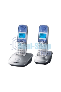 Телефон беспроводной (DECT) Panasonic KX-TG2512RUS (серебристый) Доп трубка в комплекте,АОН, Caller ID,спикерфон на трубке,полифония