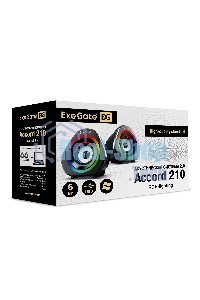 Акустическая система 2.0 ExeGate EX289680RUS Accord 210 (питание USB, 2х3Вт (6Вт RMS), 60-20000Гц, черный, RGb подсветка)