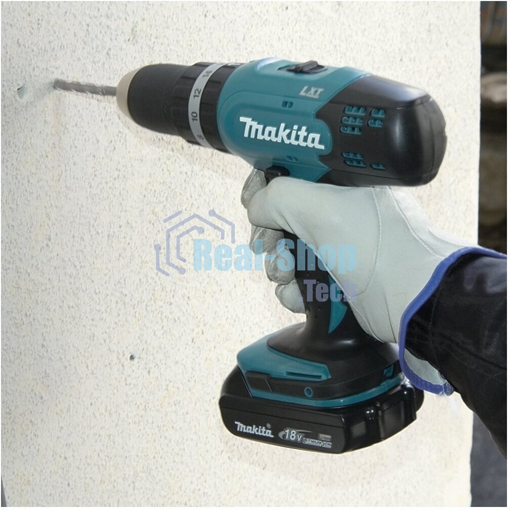 Дрель-шуруповерт Makita DHP453RFE, 18 В, 3 Ач, 42 Нм, щеточный