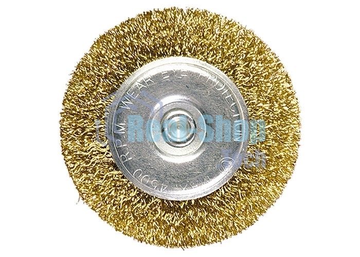 Кордщетка Matrix для дрели 75 мм плоская со шпилькой латунированная витая проволока