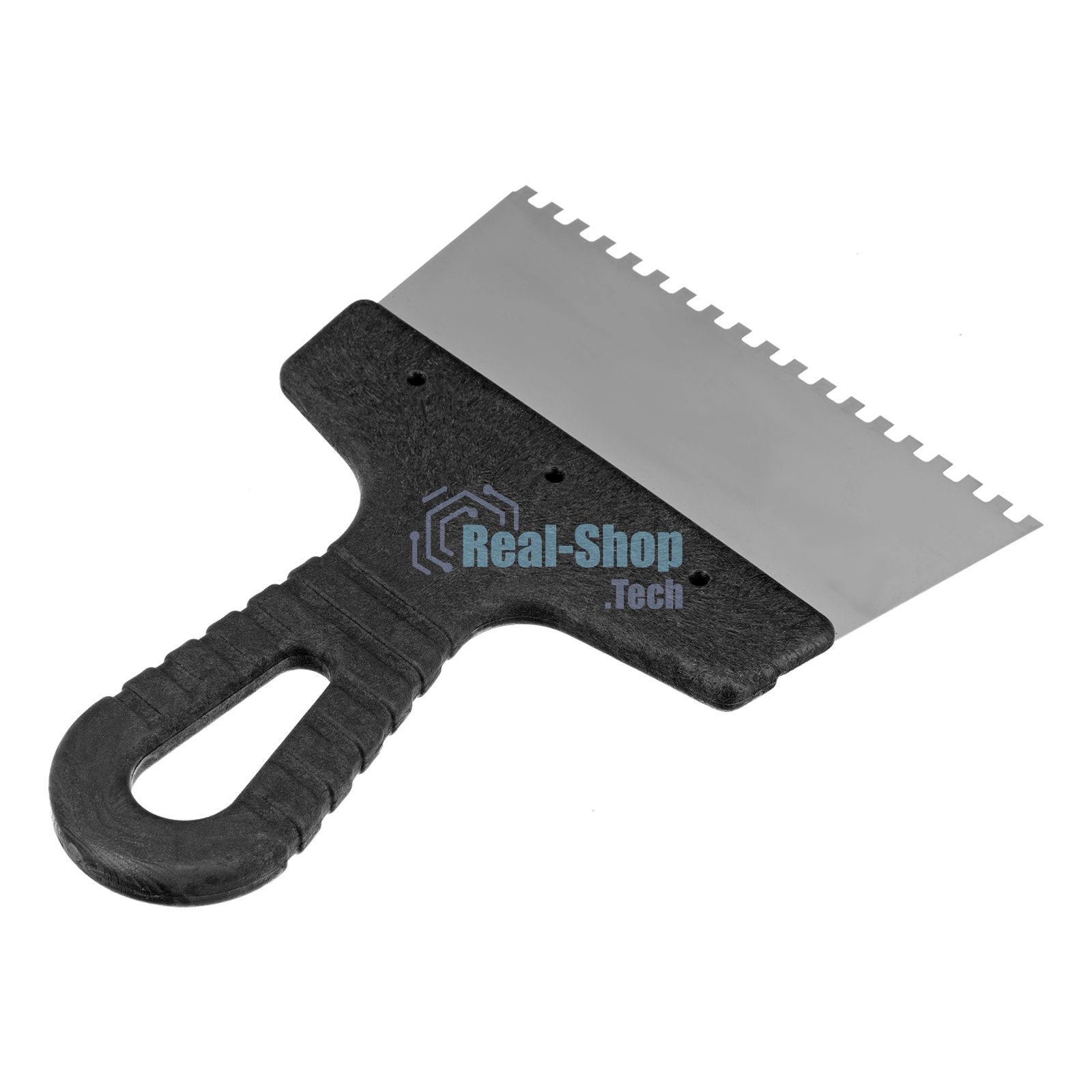 Шпатель из нержавеющей стали Сибртех 150 мм, зуб 4х4 мм, пластмассовая ручка