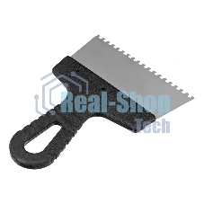 Шпатель из нержавеющей стали Сибртех 150 мм, зуб 4х4 мм, пластмассовая ручка