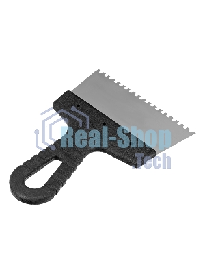 Шпатель из нержавеющей стали Сибртех 150 мм, зуб 4х4 мм, пластмассовая рукоятка