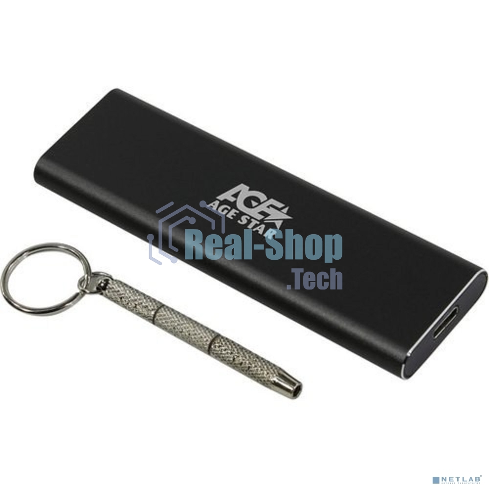 Внешний корпус USB 3.1 Type-C M.2 NVME (M-key) AgeStar 31UBNV1C (GRAY), алюминий, черный