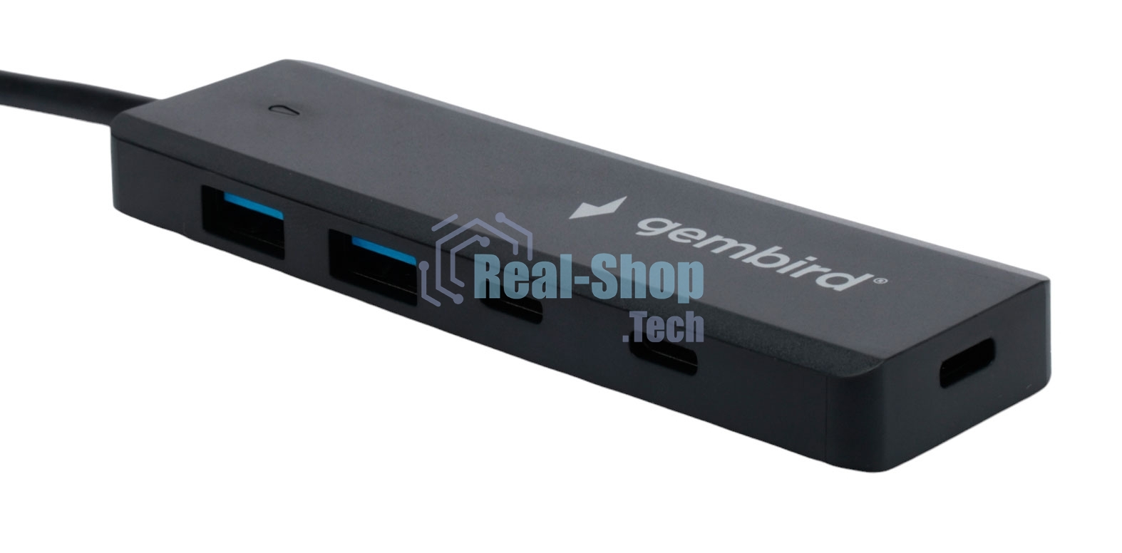 Разветвитель USB3.1 Gembird UHB-C415, 2хUSB, 2хType-C, с доп.питанием (порт Type-C), кабель USB 19см