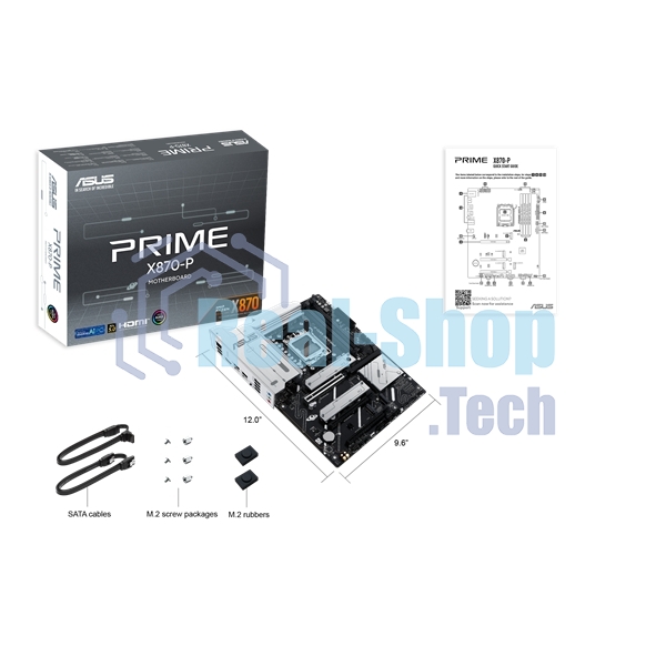 Материнская плата ASUS PRIME X870-P, AM5, AMD X870, 4xDDR5, 2xSATA, 4xM.2, 1xPCIe 5.0 x16, 2xPCIe 4.0 x1, 1xHDMI, 2xUSB-C, 1x 2.5Gb LAN, 4xUSB-A 3.2 Gen 1, 1xUSB-A 3.2 Gen 2, 4xUSB-A 2.0, 3x3.5 мм, 7.1, ATX