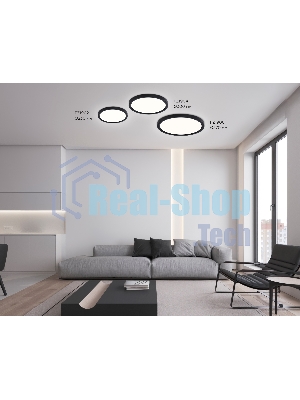 Светильник светодиодный ультратонкий Ambrella light FZ1906 BK черный IP54 26W 3000K-6500K CCT-переключатель D370*25 (Без ПДУ)