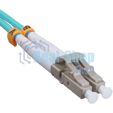 Патч-корд оптический Cabeus Tight Buffer FOP-50-LC-LC-20m Duplex LC/LC, OM3 50/125, LSZH, 20м, Ø 3мм, серый хвостовик, цвет: аква