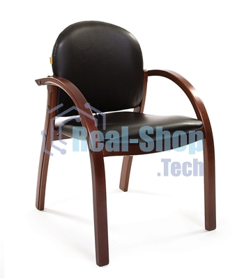 Конференц-стул Chairman 659 черный матовый (искусственная кожа/темный орех)