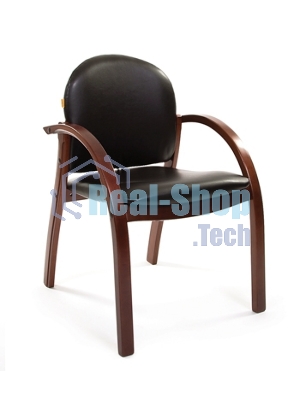 Конференц-стул Chairman 659 черный матовый (искусственная кожа/темный орех)