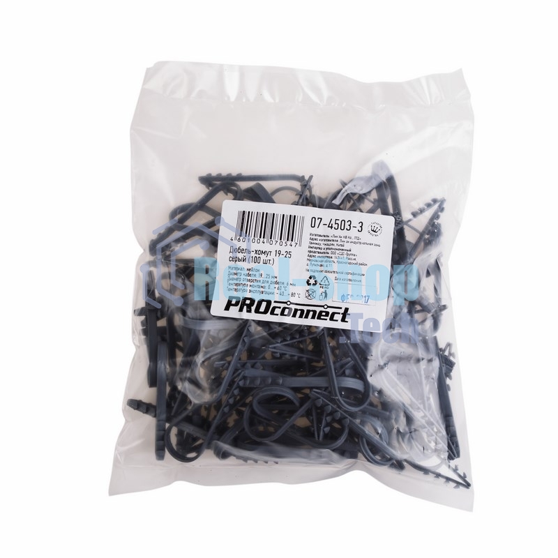 Дюбель-хомут нейлоновый PROconnect 19-25 мм, серый, упаковка 100 шт.