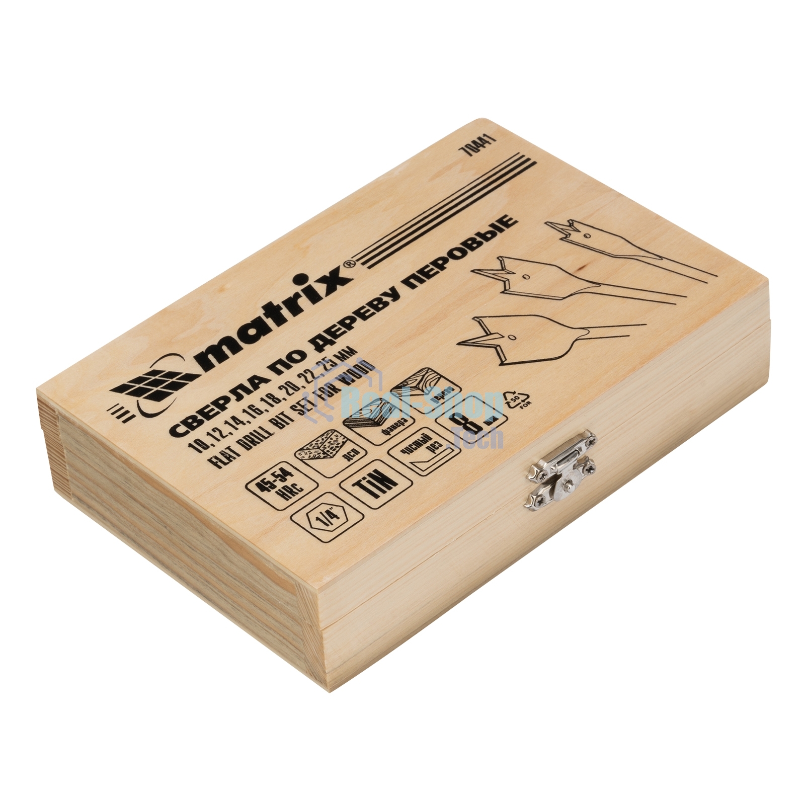 Набор сверл Matrix перовых по дереву, 10-12-14-16-18-20-22-25 мм 8 шт дерев,