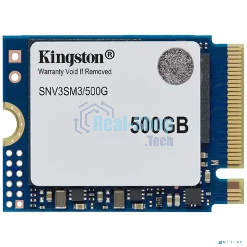 Накопитель SSD Kingston NV3, 500Gb, M.2(22x30мм), NVMe, PCIe 4.0 x4, 3D TLC, R/W 5000/3000Mb/s, TbW 160, DWPD 0.2 (60 мес)