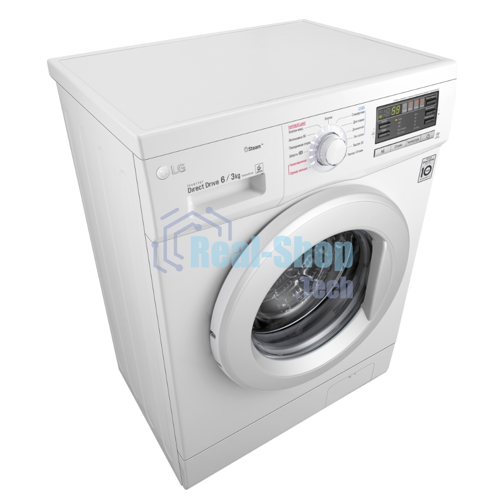 Стиральная машина LG F1296CDS0X белый, загрузка фронтальная 6 кг, 1200 об/мин, класс B