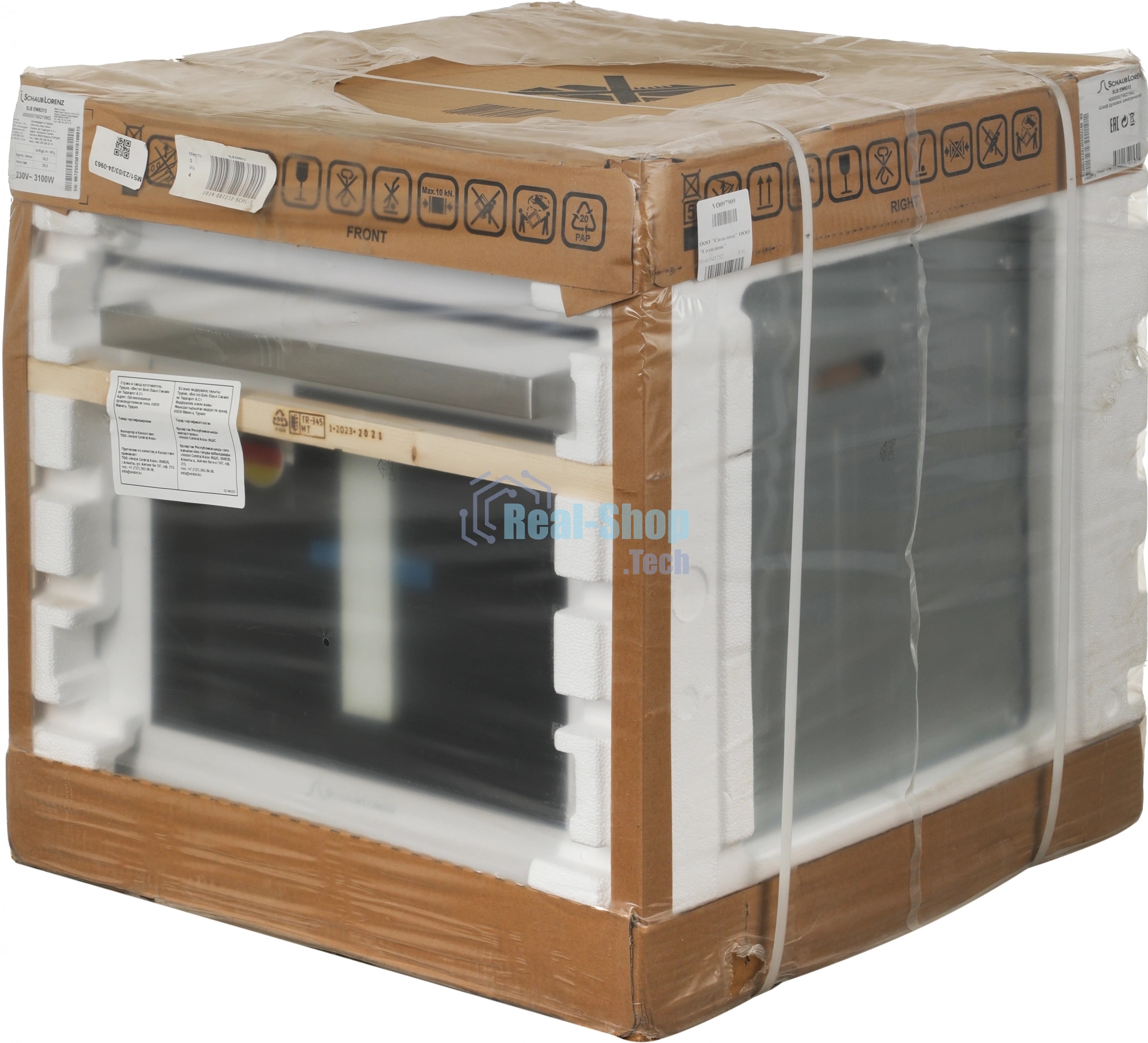 Встраиваемая электрическая духовка Schaub Lorenz SLB EW6313 59.5х59.5x61 см, 58л, 9 режимов работы, механические переключатели, механический таймер, белая эмаль/ручки цвета нержавеющая сталь