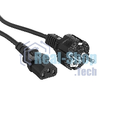 Кабель питания ExeGate Power PC-1P (Евровилка Schuko->С13) VDE-250V-3*0.5-CU, 6A, черный, 1.0м