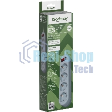 Сетевой фильтр Defender ES Lite, 1.8 м, 4 розетки, серый