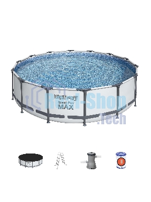 56950 BW, Bestway, Каркасный бассейн Steel Pro Max 427х107см, 13030л, фил.-насос 3028л/ч, лестница, тент, уп.1
