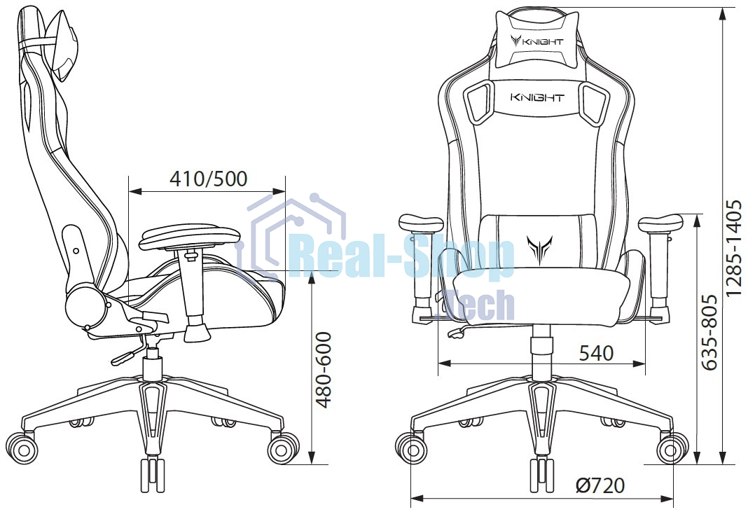 Кресло игровое Knight Outrid Smile черный эко.кожа крестов. пластик
