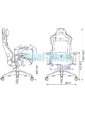 Кресло Knight Outrid Smile черный, экокожа, 120 кг, механизм качания