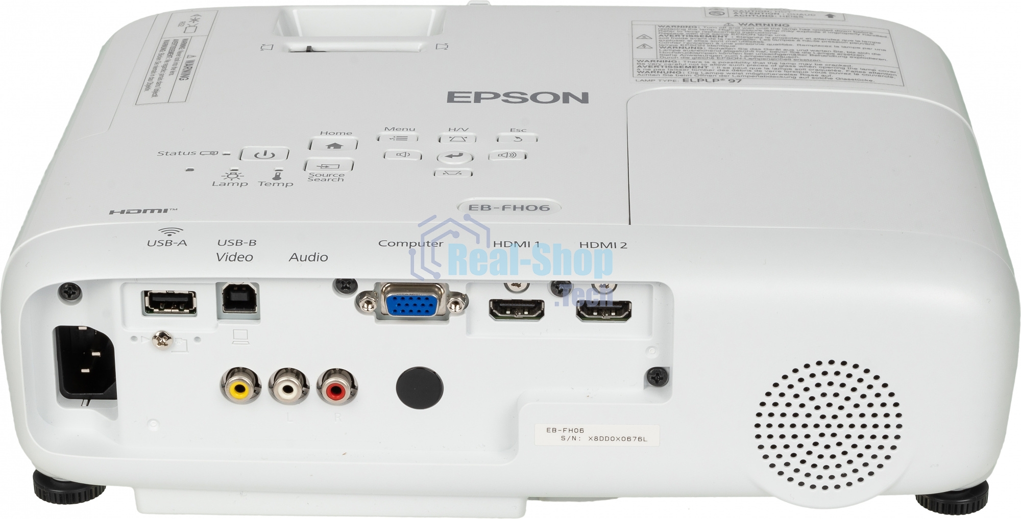 Проектор Epson EB-FH06 белый (LCD, 1920×1080, 3500Lm, 16000:1, 2.7 kg) (V11H974040)