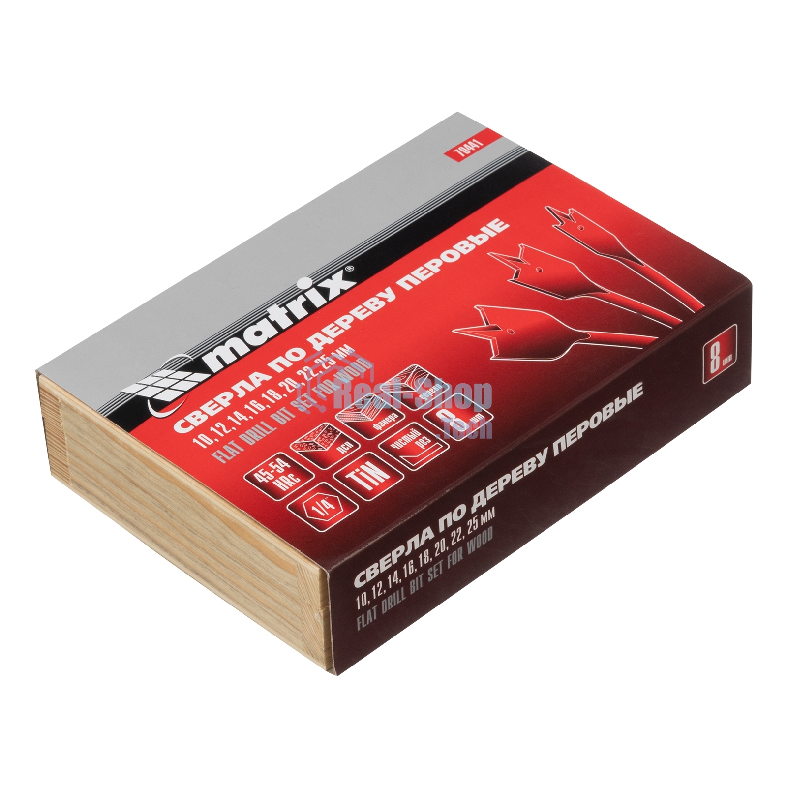 Набор сверл Matrix перовых по дереву, 10-12-14-16-18-20-22-25 мм 8 шт дерев,