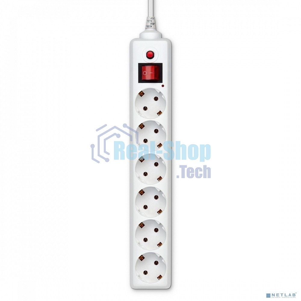Сетевой фильтр BURO Сетевой фильтр, 6 розеток, 3 метра, (600SH-3-W), белый 992266