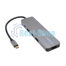 USB-концентратор Type-C Gembird UHB-D1, 5в1: 3хUSB3.1, Type-C PD100W, HDMI, кабель 17см, алюминий