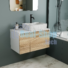 Комплект: тумба Bau Dream Blackwood 80, раковина прямоугольная BAU Cerama 48х37, мрамор, смеситель Hotel Dream Black, черный матовый