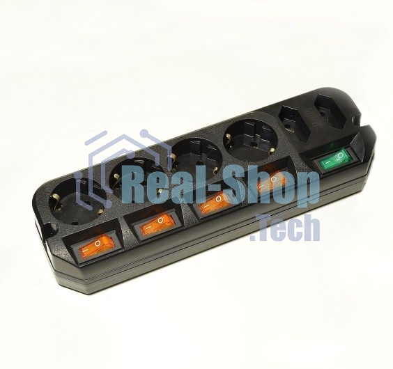 Сетевой удлинитель Most A10 1.6м (6 розеток) черный (пакет ПЭ)