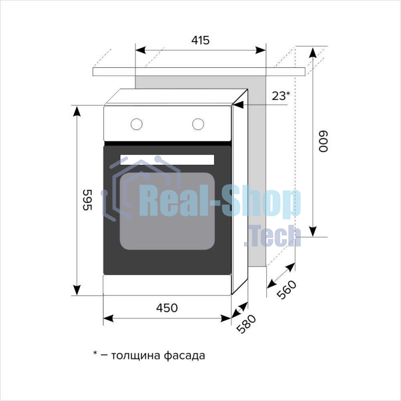 Духовой шкаф LEX EDP 4571 BLобъем 55л, LED таймер, 7 функций, встраиваемый