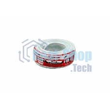 Кабель коаксиальный Rexant SAT 703B, 75 Ом, Cu/Al/Cu, 75%, бухта 20 м, белый