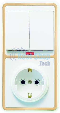 Блок Кунцево-Электро БКВР-055 Бэлла (2-кл. выкл. с инд. + розетка с заземл.) зол.