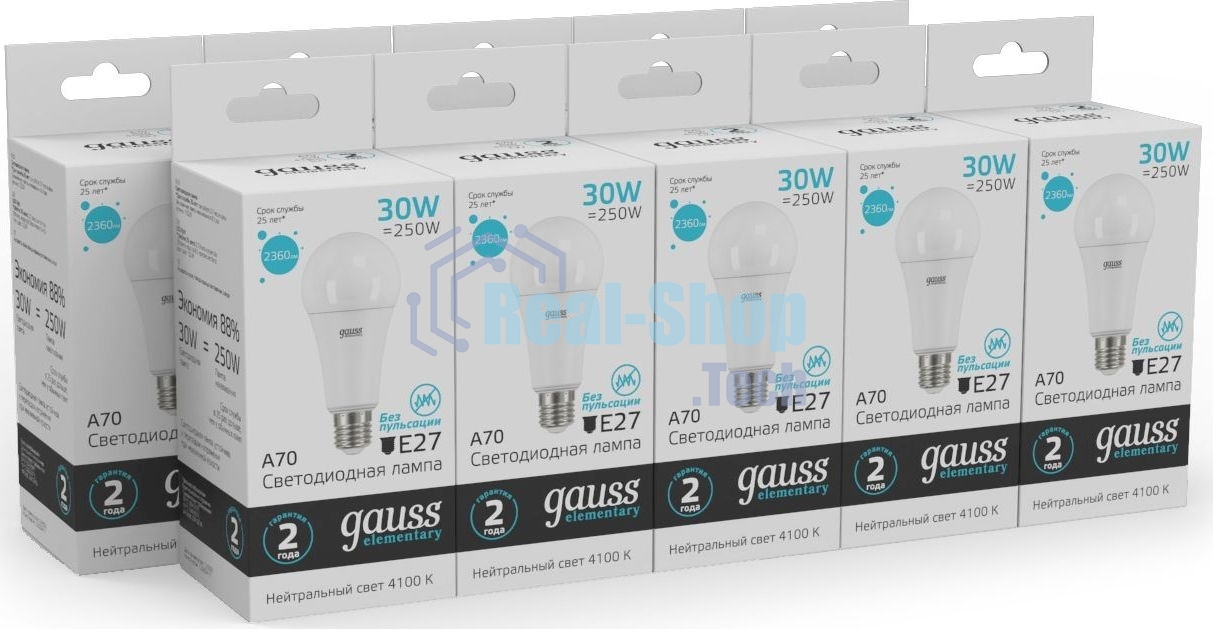 Лампа светодиодная Gauss Elementary A67 30Вт E27 4100К