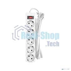 Сетевой фильтр CBR CSF 2505-5.0 White CB, 5 евророзеток, длина кабеля 5 метров, цвет белый (коробка)