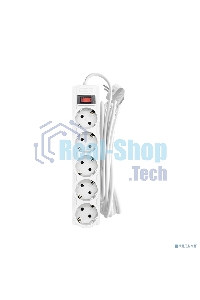 Сетевой фильтр CBR CSF 2505-5.0 White CB, 5 евророзеток, длина кабеля 5 метров, цвет белый (коробка)