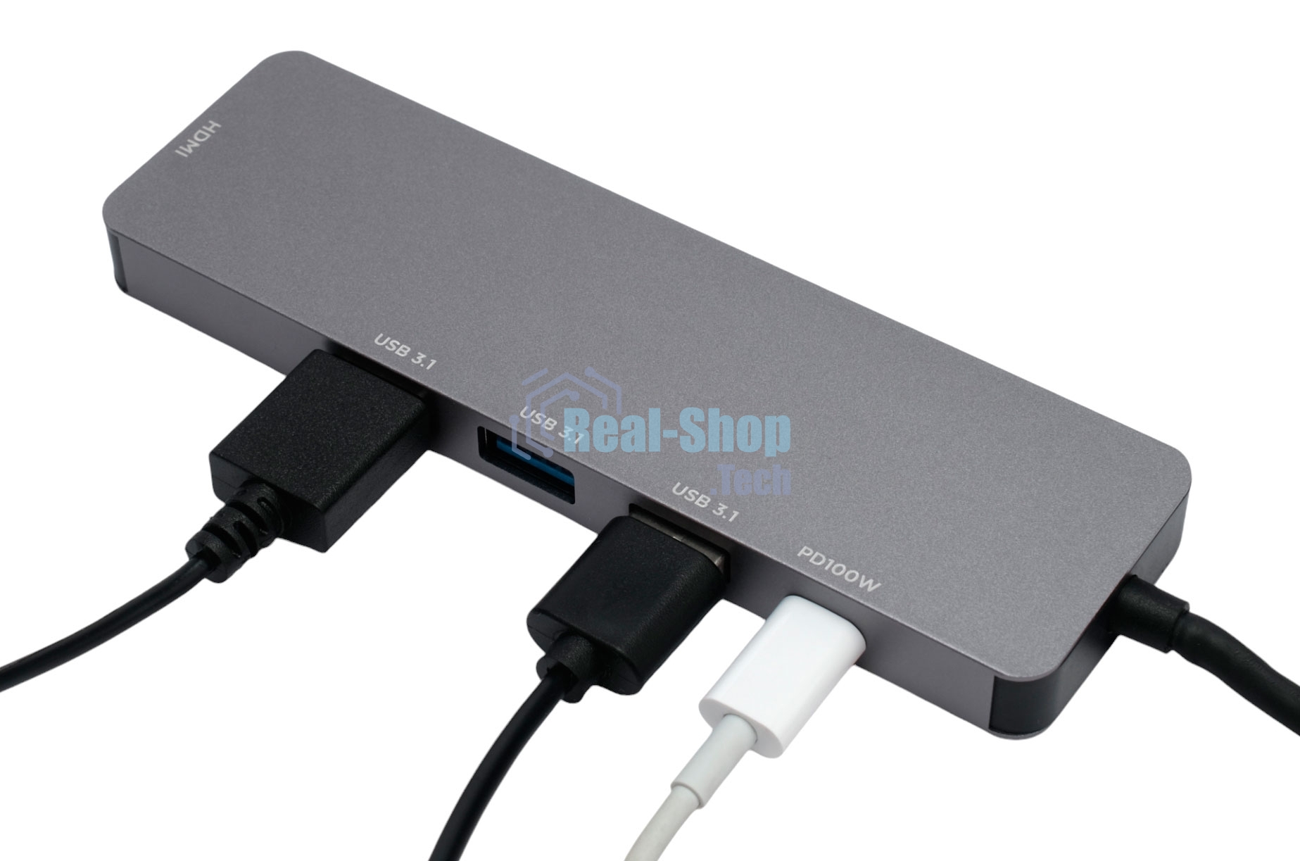 USB-концентратор Type-C Gembird UHB-D1, 5в1: 3хUSB3.1, Type-C PD100W, HDMI, кабель 17см, алюминий