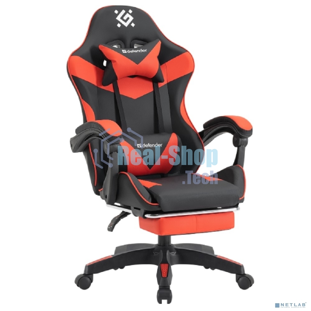 Кресло Defender TORNADO BLACK/RED черный/красный, экокожа