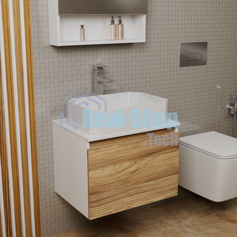 Комплект для ванной, 3 предмета (Тумба подвесная Bau Blackwood 60 + Раковина BAU Hotel 51х37, Смеситель высокий Hotel Still, нерж. сталь)
